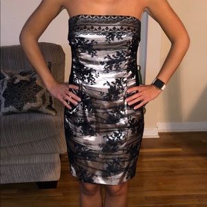 Juniors Lace Strapless Dress